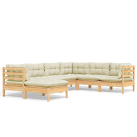 Set Divani da Giardino 7 pz con Cuscini Crema in Massello di Pino cod mxl 41367