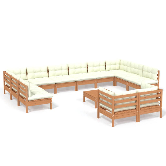 Set Salotto Giardino 13pz con Cuscini Marrone Ambra Legno Pino 3097280