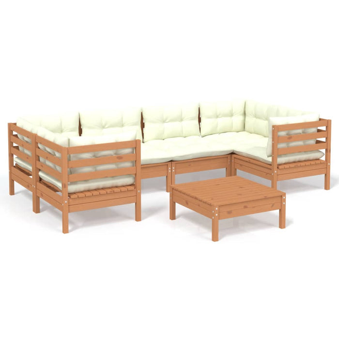 Set Salotto Giardino 7pz con Cuscini Marrone Ambra Legno Pino 3097304