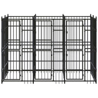 Gabbia per cuccia recinto per animali da esterno per cani in acciaio 5,53 m² nero 02_0041857