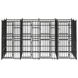 Gabbia per cuccia recinto per animali da esterno per cani in acciaio 7,37 m² nero 02_0041875