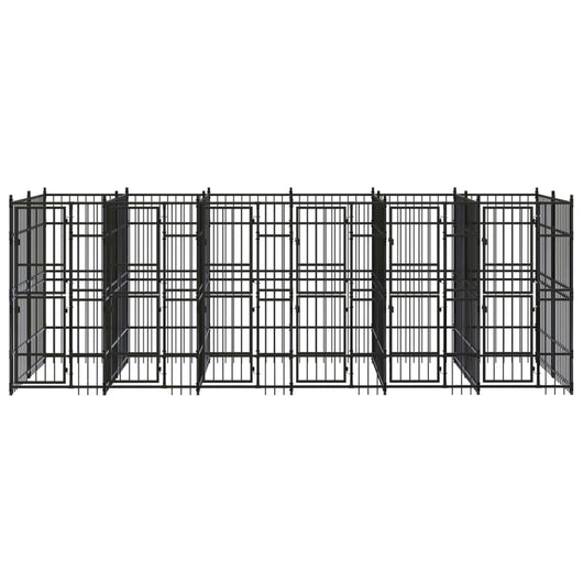 Gabbia per cuccia recinto per animali da esterno per cani in acciaio 11,06 m² nero 02_0041778