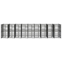 Gabbia per cuccia recinto per animali da esterno per cani in acciaio 16,59 m² nero 02_0041801