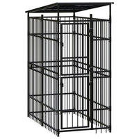 Cuccia gabbia per animali da esterno pac con tetto per cani in acciaio 1,84 m² nero 02_0041729