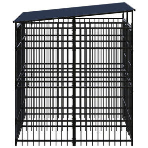 Cuccia gabbia per animali da esterno pac con tetto per cani in acciaio 3,69 m² nero 02_0041757