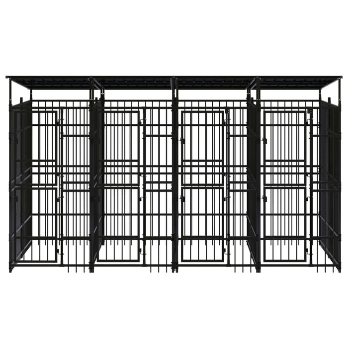 Cuccia gabbia per animali da esterno pac con tetto per cani in acciaio 7,37 m² nero 02_0041765