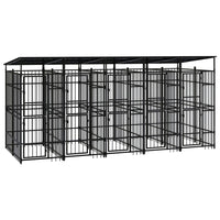 Cuccia gabbia per animali da esterno pac con tetto per cani in acciaio 9,22 m² nero 02_0041772