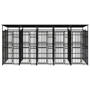 Cuccia gabbia per animali da esterno pac con tetto per cani in acciaio 9,22 m² nero 02_0041772