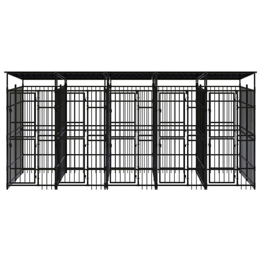 Cuccia gabbia per animali da esterno pac con tetto per cani in acciaio 9,22 m² nero 02_0041772