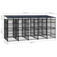 Cuccia gabbia per animali da esterno pac con tetto per cani in acciaio 9,22 m² nero 02_0041772