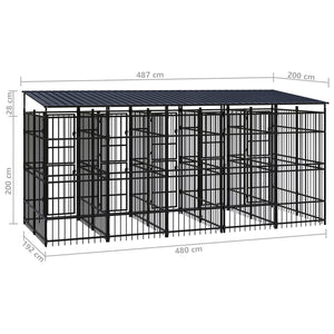Gabbia per Cani da Esterno con Tetto in Acciaio 9,22 mÂ² cod mxl 41598
