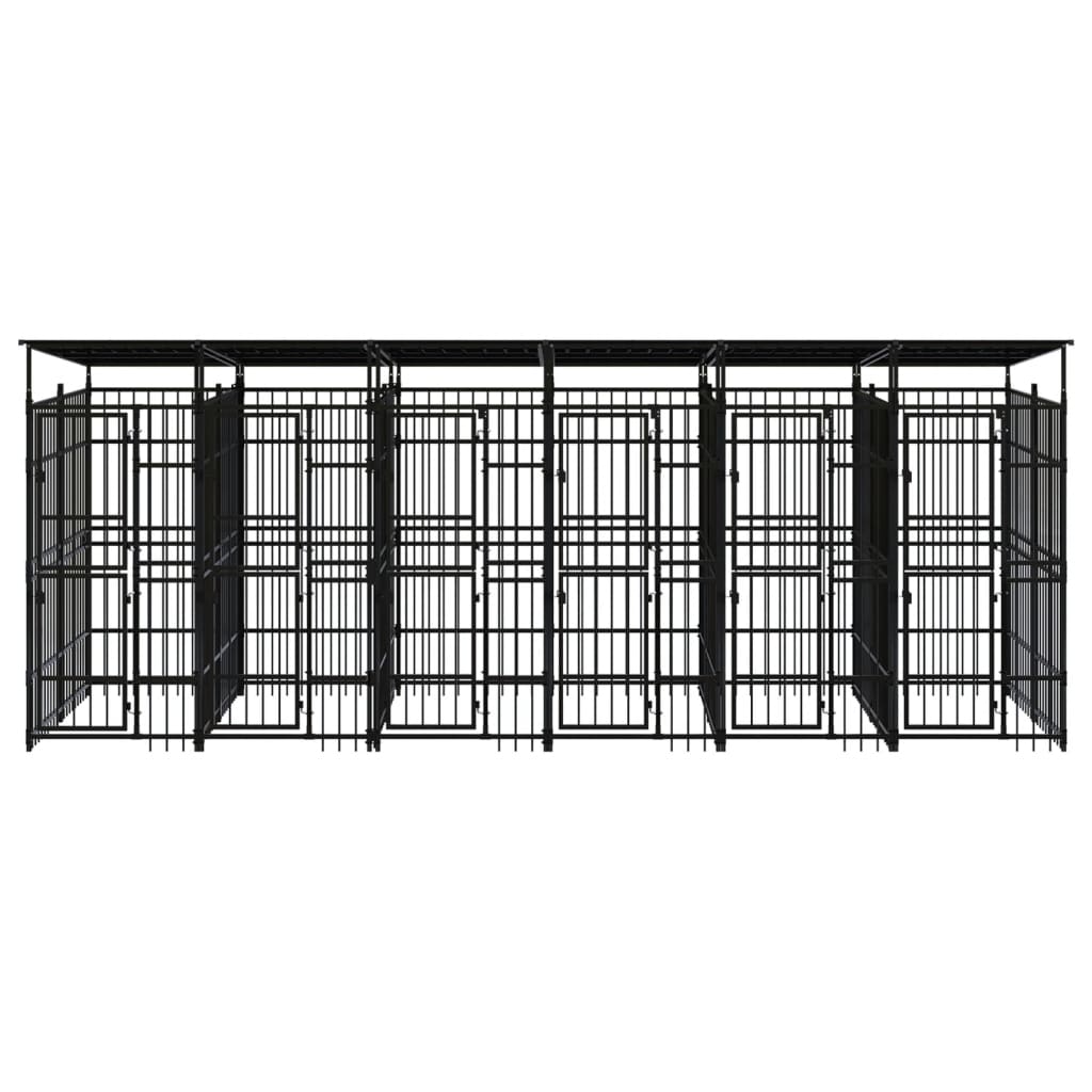 Cuccia gabbia per animali da esterno con tetto per cani in acciaio 11,06 m² nero 02_0041733