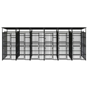 Cuccia gabbia per animali da esterno con tetto per cani in acciaio 11,06 m² nero 02_0041733