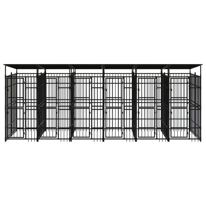 Cuccia gabbia per animali da esterno con tetto per cani in acciaio 11,06 m² nero 02_0041733
