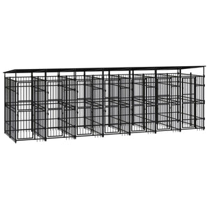 Cuccia gabbia per animali da esterno con tetto per cani in acciaio 12,9 m² nero 02_0041738