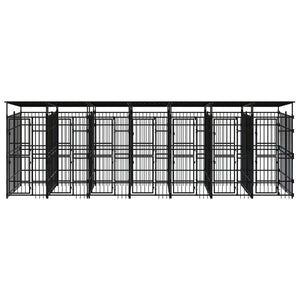 Cuccia gabbia per animali da esterno con tetto per cani in acciaio 12,9 m² nero 02_0041738