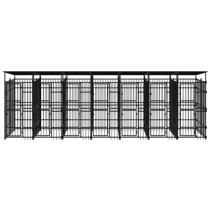 Cuccia gabbia per animali da esterno con tetto per cani in acciaio 12,9 m² nero 02_0041738