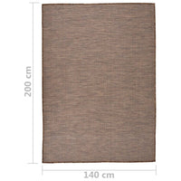 Tappeto da Esterni a Tessitura Piatta 140x200 cm Marrone 340789