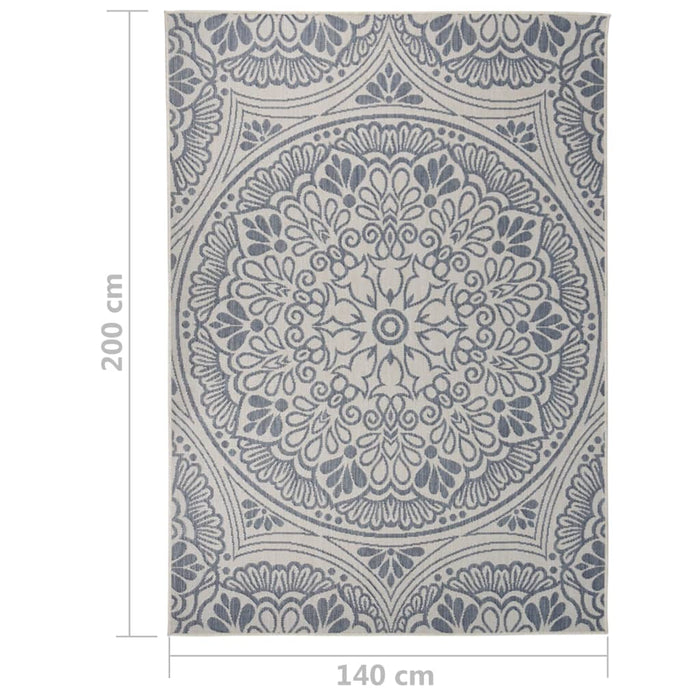 Tappeto da Esterni a Tessitura Piatta 140x200 cm Motivo Blu 340831