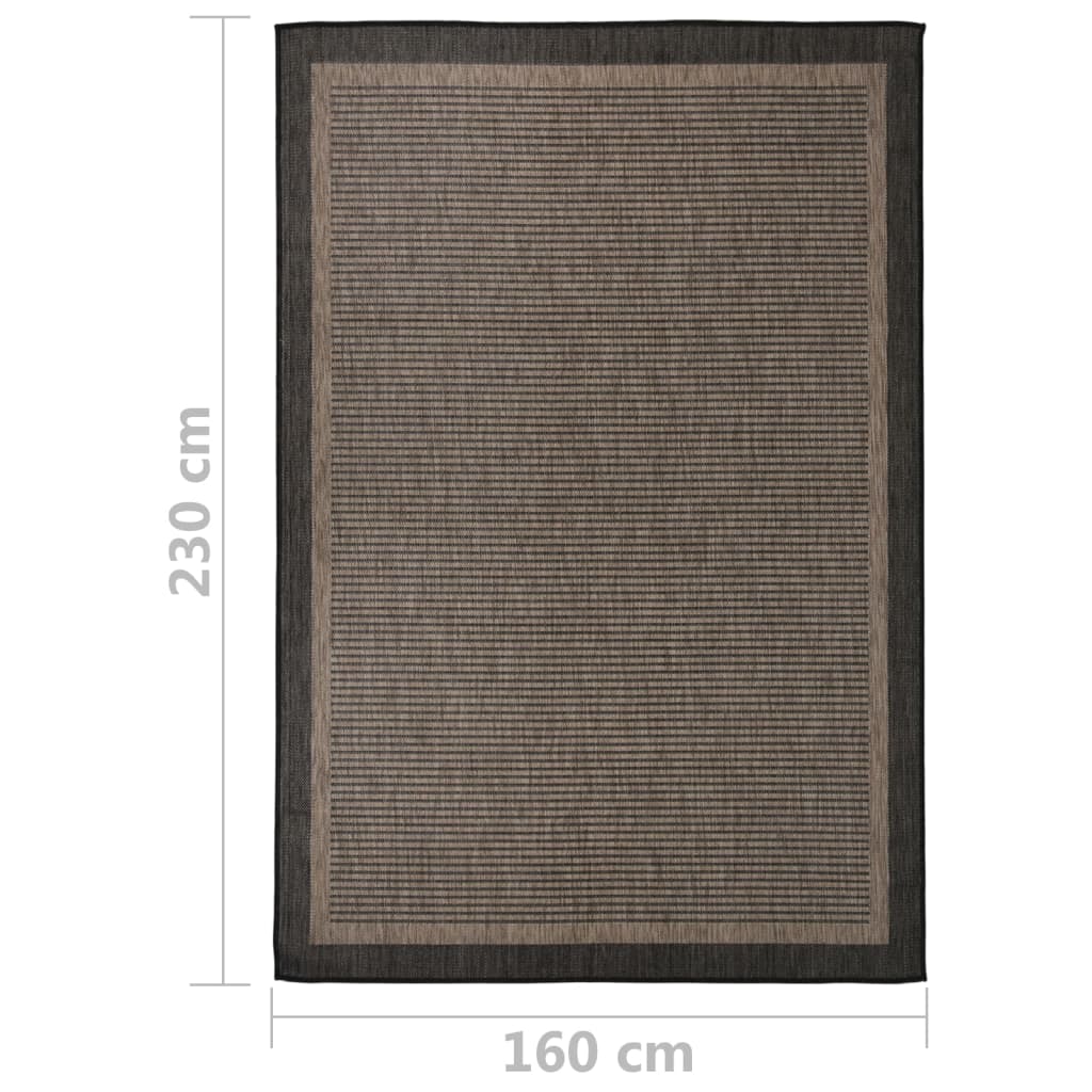 Tappeto da Esterni a Tessitura Piatta 160x230 cm Marrone Scuro 340846