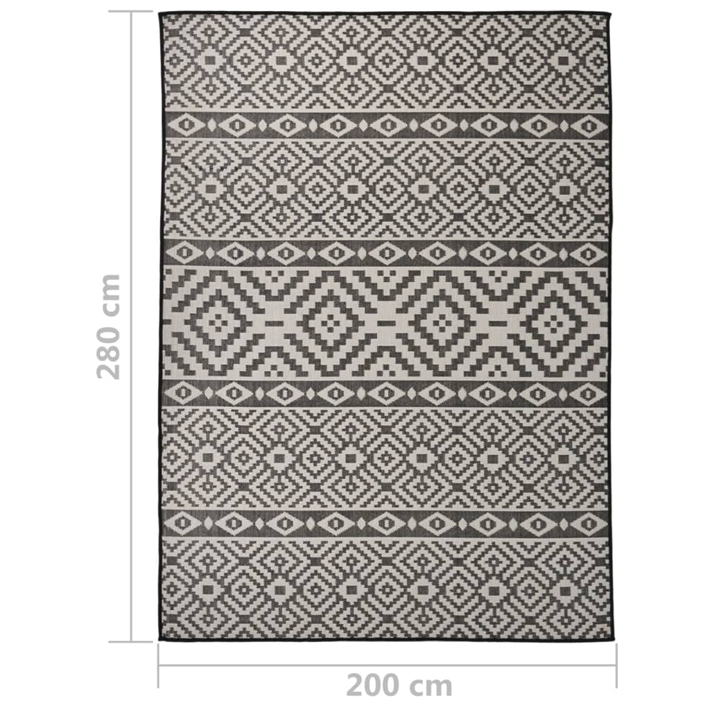 Tappeto da Esterni a Tessitura Piatta 200x280 cm Strisce Nere
