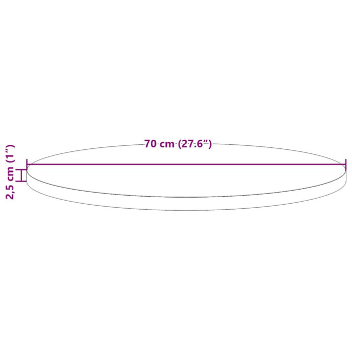 Piano Tavolo Ø70x2,5 cm in Legno Massello di Pino 813648