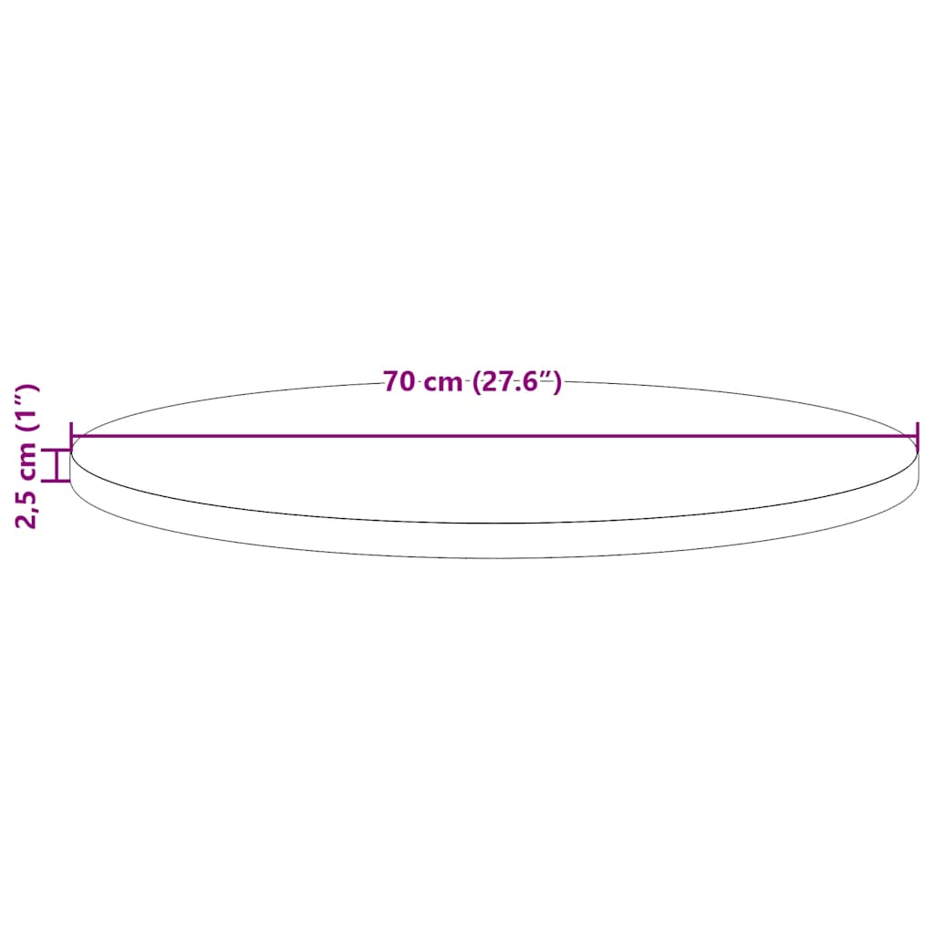 Piano Tavolo Bianco Ø70x2,5 cm in Legno Massello di Pino 813655