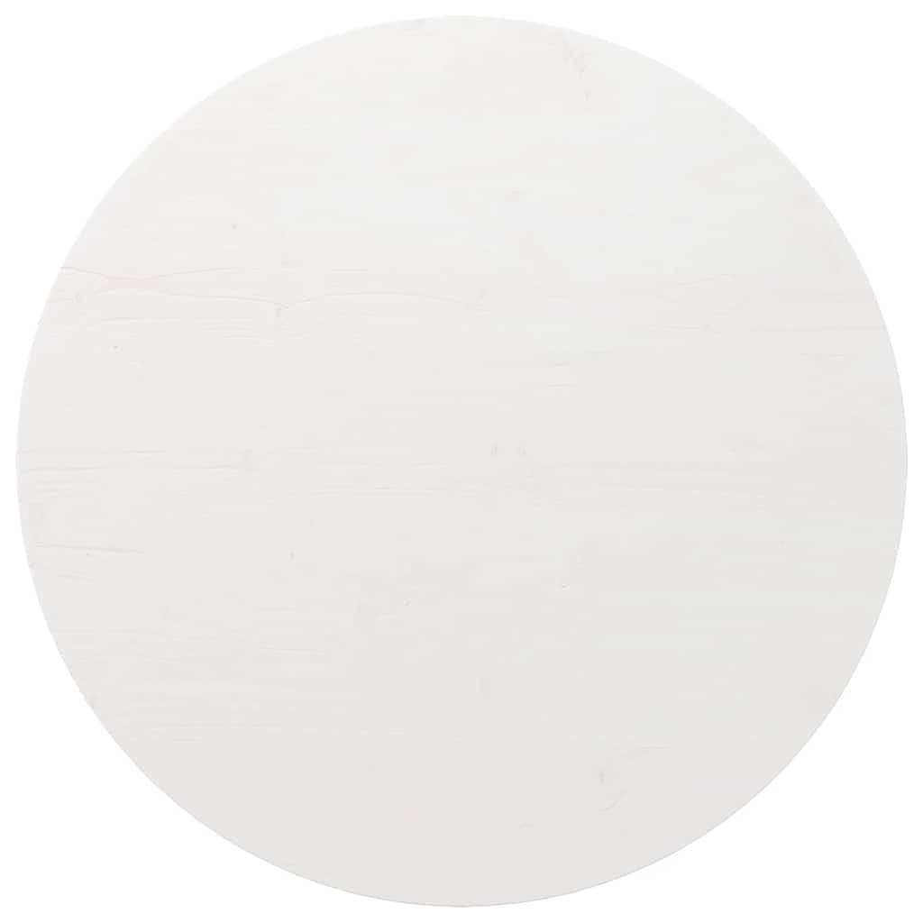 Piano Tavolo Bianco Ø80x2,5 cm in Legno Massello di Pino