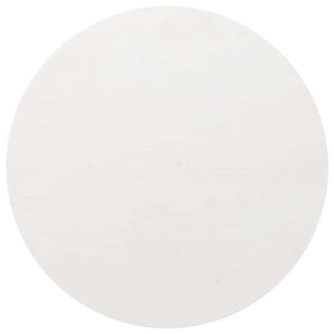 Piano Tavolo Bianco Ø80x2,5 cm in Legno Massello di Pino