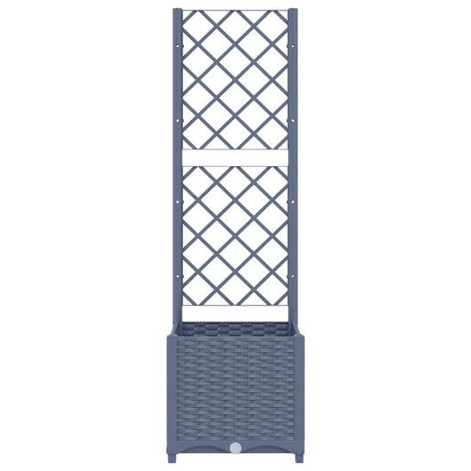 Fioriera aiuola rialzata vassoio piante fiori terrazza giardino con traliccio 40 x 40 x 136 cm PP grigio 02_0038287
