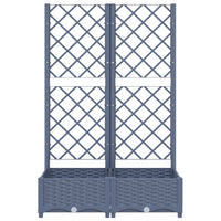 Vassoio per fioriera aiuola rialzata piante fiori terrazza giardino con traliccio 80 x 40 x 121,5 cm PP grigio 02_0038302