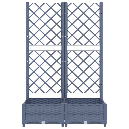 Vassoio per fioriera aiuola rialzata piante fiori terrazza giardino con traliccio 80 x 40 x 121,5 cm PP grigio 02_0038302