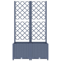 Vaso per fioriera aiuola rialzata piante fiori terrazza giardino con traliccio 80 x 40 x 136 cm PP grigio 02_0038306