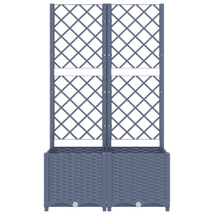 Vaso per fioriera aiuola rialzata piante fiori terrazza giardino con traliccio 80 x 40 x 136 cm PP grigio 02_0038306