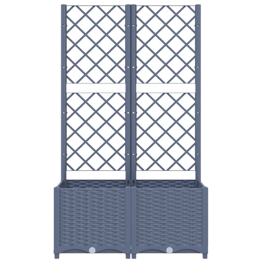 Vaso per fioriera aiuola rialzata piante fiori terrazza giardino con traliccio 80 x 40 x 136 cm PP grigio 02_0038306