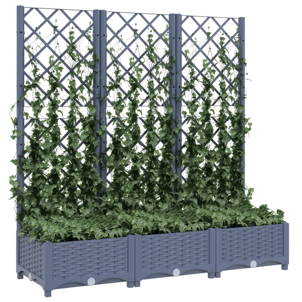 Fioriera da Giardino e Graticcio Grigio Blu 120x40x121,5 cm PP 318252