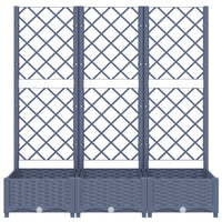 Vassoio per fioriera aiuola rialzata piante fiori terrazza giardino con traliccio 120 x 40 x 121,5 cm PP grigio 02_0038231