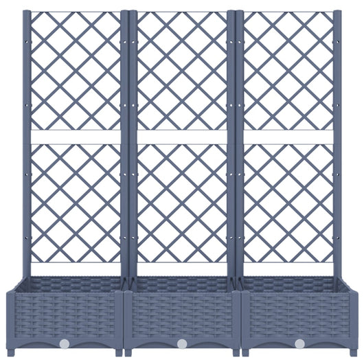 Vassoio per fioriera aiuola rialzata piante fiori terrazza giardino con traliccio 120 x 40 x 121,5 cm PP grigio 02_0038231