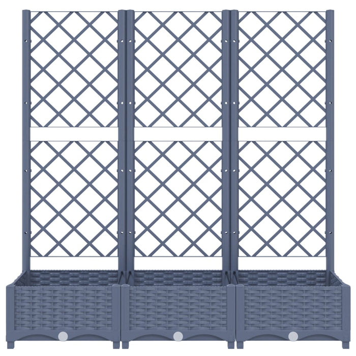 Vassoio per fioriera aiuola rialzata piante fiori terrazza giardino con traliccio 120 x 40 x 121,5 cm PP grigio 02_0038231