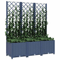 Fioriera da Giardino con Graticcio Grigio Blu 120x40x136 cm PP 318253