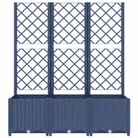 Fioriera da Giardino con Graticcio Grigio Blu 120x40x136 cm PP