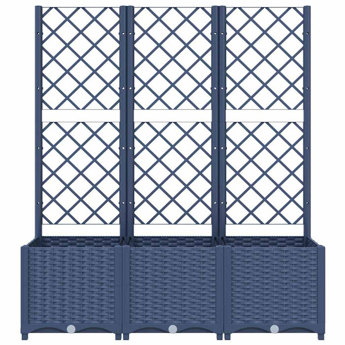 Fioriera da Giardino con Graticcio Grigio Blu 120x40x136 cm PP