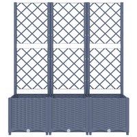 Fioriera aiuola rialzata vassoio piante fiori terrazza giardino con traliccio 120 x 40 x 136 cm PP grigio 02_0038235