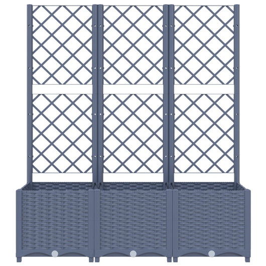 Fioriera aiuola rialzata vassoio piante fiori terrazza giardino con traliccio 120 x 40 x 136 cm PP grigio 02_0038235