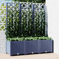 Fioriera da Giardino con Graticcio Grigio Blu 120x40x136 cm PP