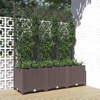 Fioriera da giardino con traliccio-Vaso da Esterno-Vaso con Griglia marrone 120x40x136 cm PP