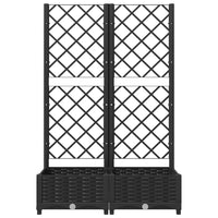 Fioriera aiuola rialzata vassoio piante fiori terrazza giardino con traliccio 80 x 40 x 121,5 cm PP nero 02_0038304