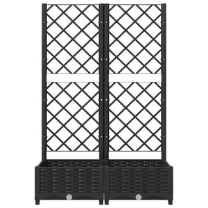 Fioriera aiuola rialzata vassoio piante fiori terrazza giardino con traliccio 80 x 40 x 121,5 cm PP nero 02_0038304