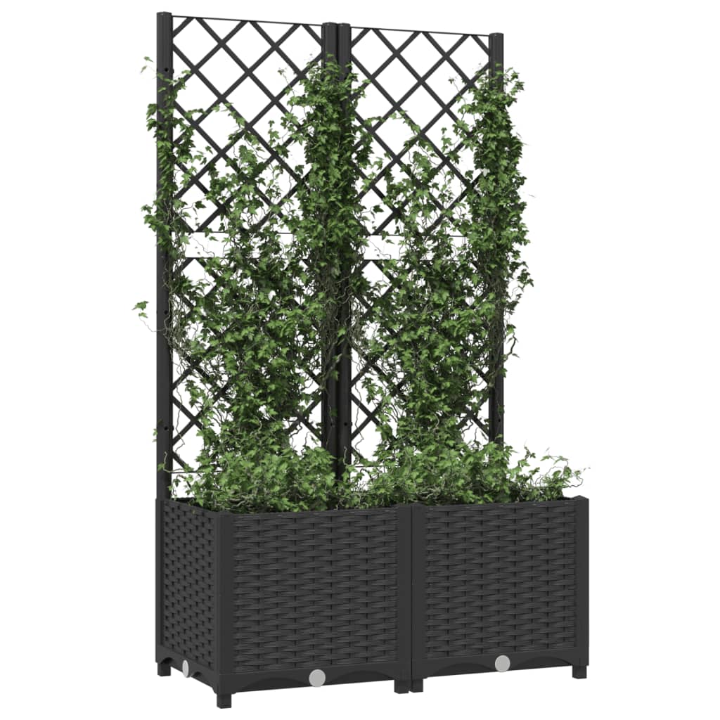 Fioriera da giardino con traliccio nera 80x40x136 cm PP 318271