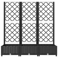 Fioriera aiuola rialzata vassoio piante fiori terrazza giardino con traliccio 120 x 40 x 121,5 cm PP nero 02_0038233